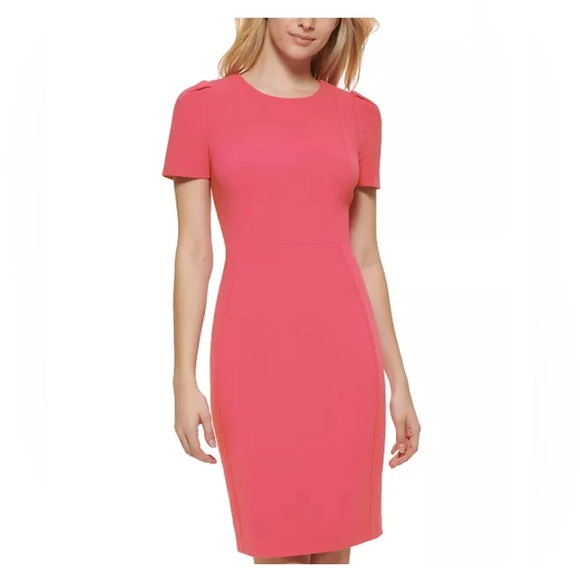 Calvin Klein Dresses & Skirts - Brand New Calvin Klein Women’s Short-Sleeve Coral Pink Dress Size 12 Petite, NWT